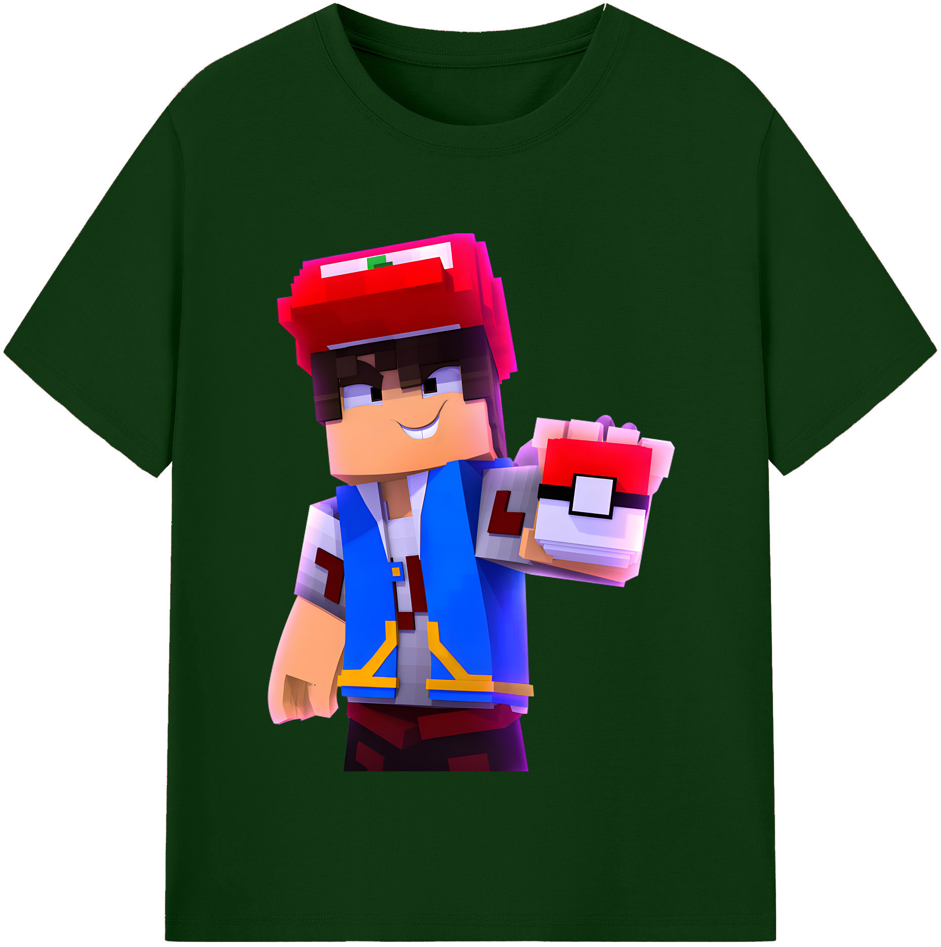 （画像用） マインクラフト ブロックの世界 Minecraft MC Block world 綿100％半袖Tシャツ（フロントプリント）